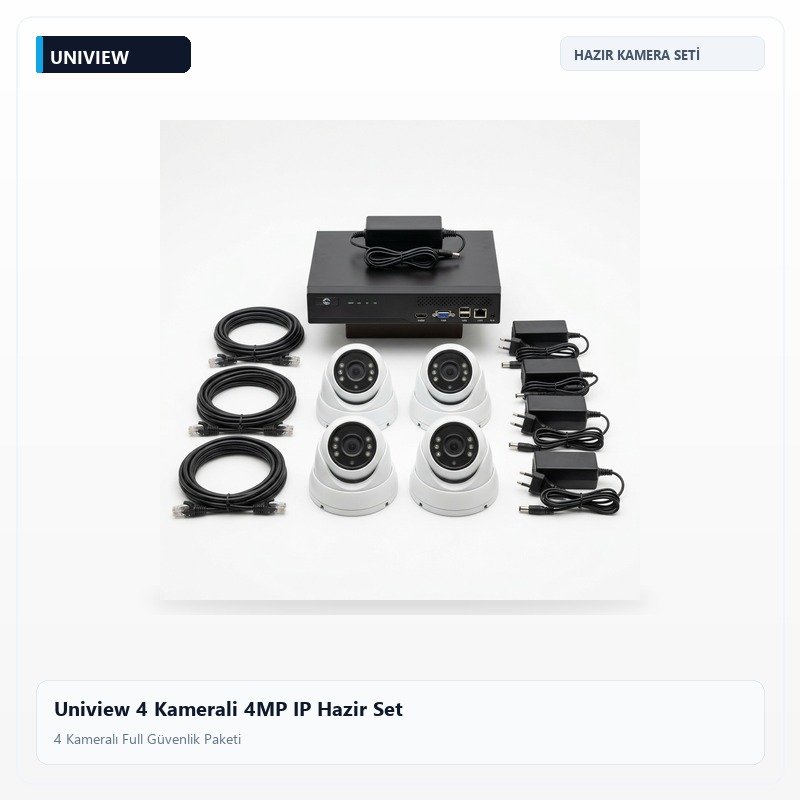 Uniview 4 Kamerali 4MP IP Hazir Set