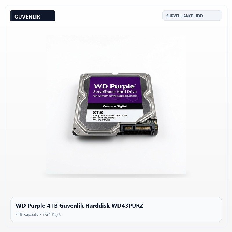 WD Purple 4TB Guvenlik Harddisk WD43PURZ