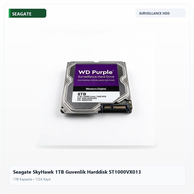 Seagate SkyHawk 1TB Guvenlik Harddisk ST1000VX013