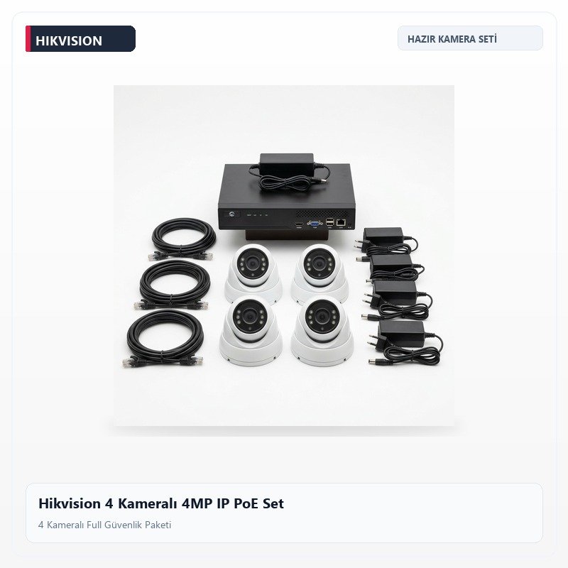 Hikvision 4 Kameralı 4MP IP PoE Set