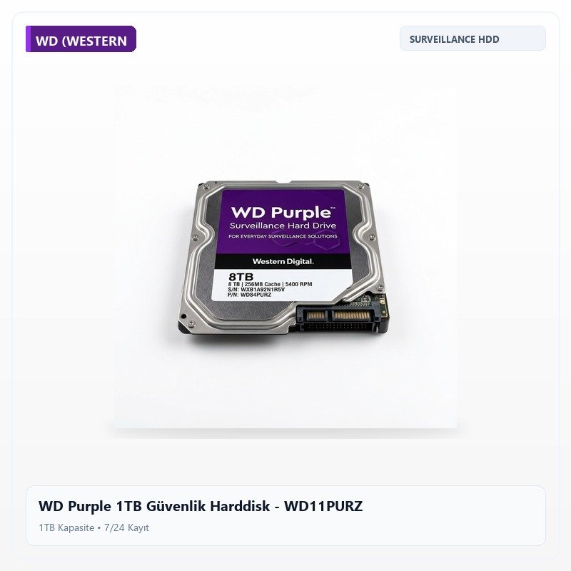 WD Purple 1TB Güvenlik Harddisk - WD11PURZ