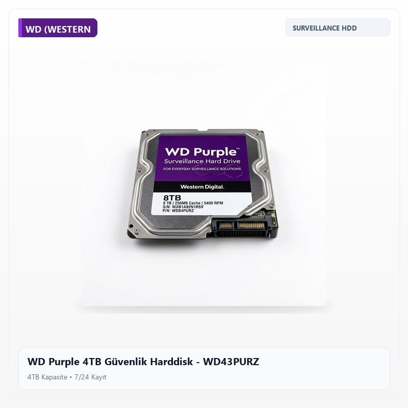 WD Purple 4TB Güvenlik Harddisk - WD43PURZ